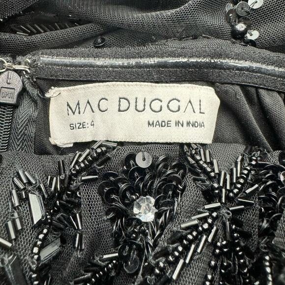 Mac Duggal Black Embellished Mesh Strapless Sequin Beaded Midi Dress Size 4 NWT - Picture 12 of 12